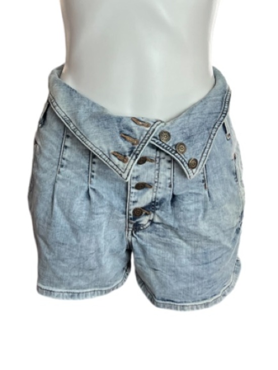 Express Pants - Express Light Wash Foldover Waist Denim Shorts Y2K Festival Boho
